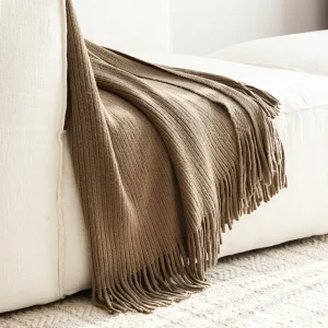 Summer Anne’s Bohemian Style Solid Color Knitting Sofa Soft Decorative Throw Blanket