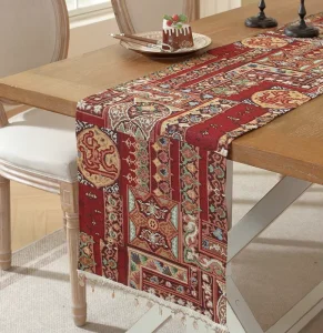 Summer Anne’s Boho Retro Table Runner Jacquard Sequin Tassel Tablecloth Table Runner