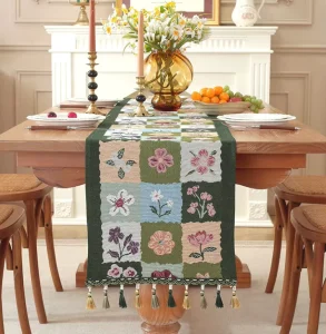 Summer Anne’s Jacquard Long Rectangular Tablecloth Decorative Sideboard Cabinet Cover Cloth Table Runner