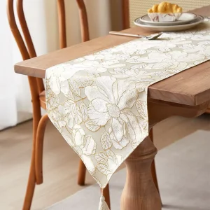 Summer Anne’s Luxury High end American Retro Jacquard Textured Dining Table Waterproof and Dustproof Table Runner