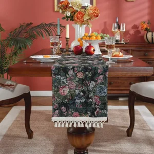 Summer Anne’s Unique Painting Design Tassel Thickened Woven Jacquard Table Runner