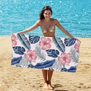 Summer Beach Towel Flower Printed Beach Towels for Seaside Microfiber Beach Towels for Adults