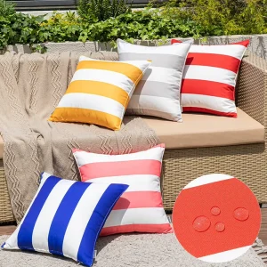 Summer Colorful Outdoor Garden Stripe Cushion Cover Waterproof Throw Pillow Cover for Swimming Pool