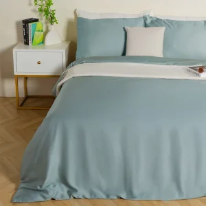 Summer Cool Bamboo Bedding Set Includes Quilts Flat Sheets Fitted Cover King Size Simple Style Sanding Finish 300tc Thread
