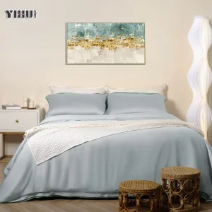 Summer Cool Bamboo Duvet Cover Set Includes Quilts Flat Sheets Fitted Cover-King Size Simple Style 300tc Thread Customizable