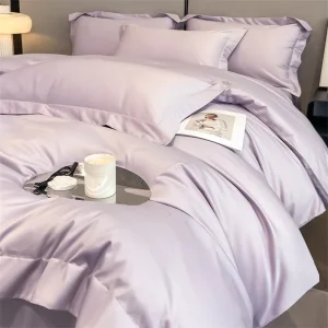 Summer Cool Pure Cotton Bed Sheet Set Solid Color Breathable Bedding Set Hot Weather Fitted Sheet Bedding Luxury