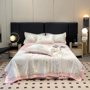 Summer Cool Sheet Pillowcase Quilt Cover Set Household Machine Washable Cotton Thin Quilt