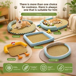 Summer Cooling Mat Pet Bed Breathable Checkered/Wavy/Striped Fabric for Small Medium Dogs Teddy Cat Nest Pet Supplies
