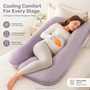 Summer Cooling U Shaped Memory Foam Pregnancy Soft Breathable Full Body Maternity Pillow for Side Sleepers