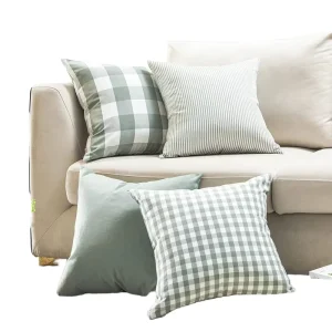 Summer Decorations Throw Pillow Covers Checked Patterned Striped Farmhouse Linen Cushion Covers Pillow Covers for Sofa Couch Bed