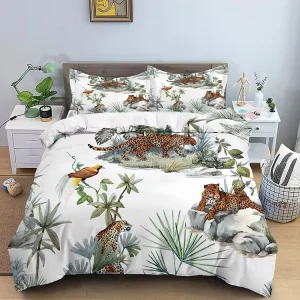Summer Fruit Duvet Cover Floral 3D Digital Print Colorful Blooming Colorful Flowers Bedding Set with Pillow Cover