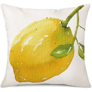 Summer Fruit Yellow Lemon Throw Pillow Cover Soft Polyester Cushion Shell Decorative Square Pillowcase for Chair