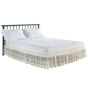 Summer Home Single Piece Bed Skirt Solid Color Plant Pattern 100% Polyester 200TC Disposable Elastic Bedspread Bed