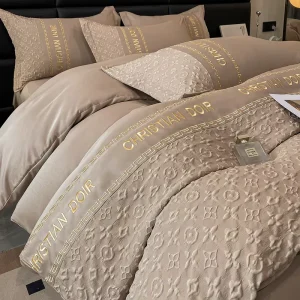 Summer Ice Silk Eco Friendly Durable Quality Geometric Luxury Polyester Cotton Blend Four Pieces Set Silky Smooth Duvet Cover