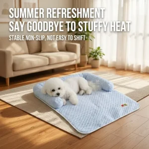Summer Ice Silk Pet Cooling Mat Breathable Dog Bed with Pillow for Small Medium Dogs Cat Nest Sofa Pad