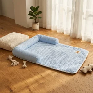 Summer Ice Silk Pet Cooling Mat Breathable Dog Bed with Pillow for Small Medium Dogs Comfortable Sofa Pad