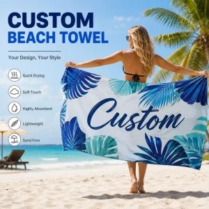 Summer Modern Soft Microfiber Quick Dry Sport Towels Personalized Custom Design Beach Towel with Logo Print