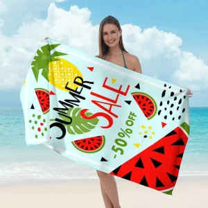 Summer Quick Dry Highly Absorbent Beach Towel Sand Free Custom Logo Design Lightweight Digital Printed MicroFibre
