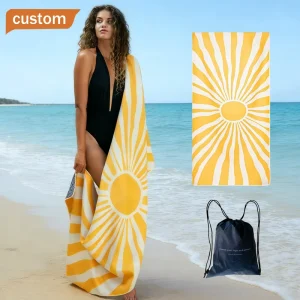 Summer Quick Dry Sand Free Custom Lightweight Anti-Slip Logo Design Sublimated Digital Printed MicroFibre Beach Towel