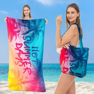 Summer Sand Free Towel Shoulder Bag Portable Printed Quick Drying Custom Cotton Microfiber Beach Towel