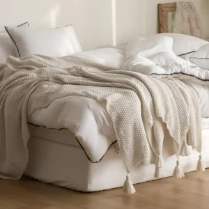 Summer Soft Quilt Solid Pattern Knit Adult Blanket Nap Shawl Bed End Towel Home Sofa Blanket Cotton Adult Blanket