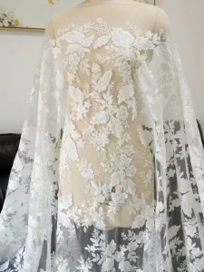 Summer Tulle Embroidery Sequin Lace Fabric for Wedding Dress Gown