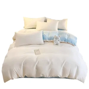 Summer Washable Ice Silk Duvet Cover Four-Piece Set Modern Minimalist Style Solid Color Silky Smooth Customizable Hotel