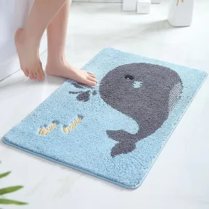 Summer Wave Cartoon square Door Mat Water absorbent Non slip Rug Home Entryways Bathrooms Entrances Machine Washable