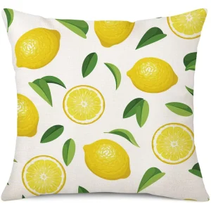Summer Yellow Lemon Throw Pillow Cover Soft Microfiber Fruit Cushion Case Decorative Square Pillowcase for Home