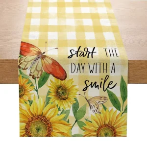 Sunflowers Table Runners Farmhouse Table Runner Tablecloth for Kitchen Dining Room Spring Summer Fall Decor