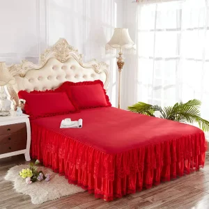Sunny Textile Bedspread Bed Skirt Lace 1.5m 1.8m 2.0m Bed Cover Princess Style Non slip Bed Skirt
