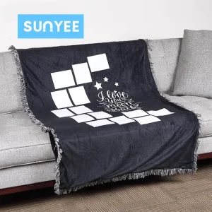 Sunyee Double Layer Crystal Velvet Heart & Moon Plush Throw Blanket Panel Custom Photo Blank Sublimation Blankets