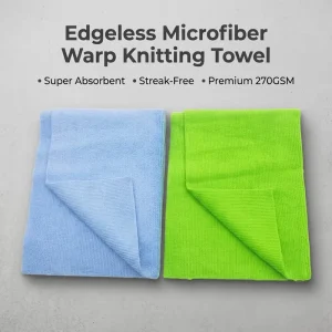 Super Absorbent 30x40cm 270gsm 80 20 Polyester Polyamide Edgeless Warp Knitted Blue Green Lint Free Glass Cleaning Cloth