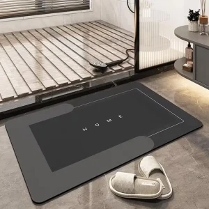 Super Absorbent 40x60cm Dark Gray Bath Mat Quick Drying Non Slip Simple Kitchen Doormat Easy Clean Bathroom Rugs Living Room