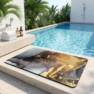 Super Absorbent Bath Mat Quick Drying Bathroom Mat with Rubber Non Slip Bottom Easy to Clean Bathroom Rug Kitchen Doormat