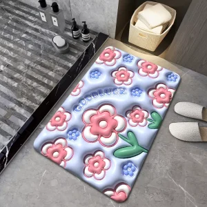 Super Absorbent Bath Mat Quick Drying Bathroom Rug Non slip Diatomaceous Mud Bath Floor Mats