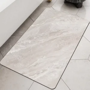 Super Absorbent Chenille Bath Mat Eco Friendly American Style Quick Dry Non Slip Thin Rubber Backing Print