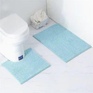 Super Absorbent Chenille Bath Mat Non Slip Bath Rug Set