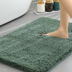 Super Absorbent Chenille Bath Mat Non Slip Machine Washable Bathroom Rug Soft Plush Door Mat for Kitchen Entrance Shower Floor