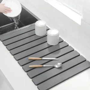 Super Absorbent Diatomite Modern Folding Bath Sink Collapsible Foldable Dish Drying Mat for Kitchen Counter