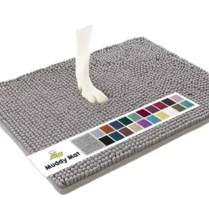 Super Absorbent Eco friendly Modern Square Chenille Plush Door Mat Indoor Quick Dry Entryway Rug Non Slip Front Machine Pet