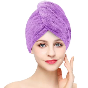 Super Absorbent Hassle Free Hair Styling Quick Drying Convenient Buttons Cotton Hair Towel