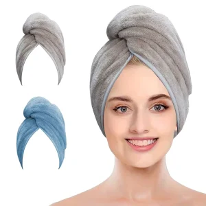 Super Absorbent Microfiber Solid Color Coral Fleece Hair Drying Towel Wrap with Custom Logo 400gsm Super Soft
