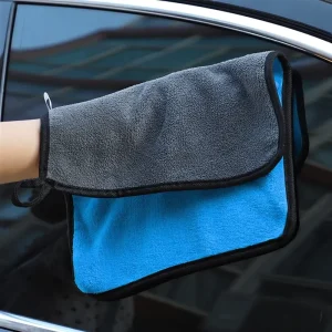 Super Absorbent Polyester Car Wash Towel 300gsm Lint Free Yellow & Grey Dual Color Quick Drying Detailing Cloth