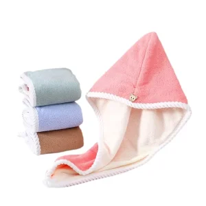 Super Absorbent Quick Dry Hair Drying Cap Coral Fleece Double Layer Cute Cartoon Hair Towel