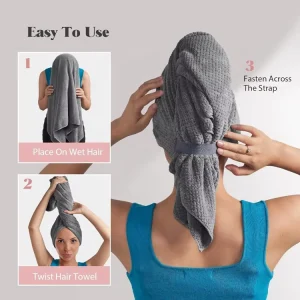 Super Absorbent Quick Dry Knitted Microfiber Spa Hair Towels Bath Wrap Around Towel for Woman