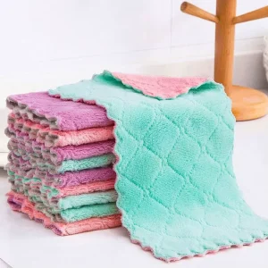 Super Absorbent Rag Microfiber Dish Cloth High Efficiency Non-Stick Oil Tableware Household Kitchen Cleaning Hand Towel R1541