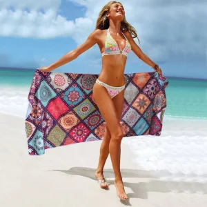 Super Absorbent Sand Free Microfiber Beach Towel with Custom Pattern Personalized Logo Print Camping Towel