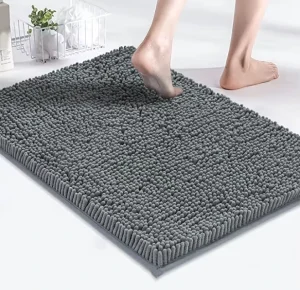 Super Absorbent Shaggy Bath Chenille Bathroom Rug Thick Anti Slip Bath Mats Floor Water Absorbent Carpet Chenille Bath Mats