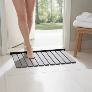 Super Absorbent Soft Modern Diatomite Bath Mat with Rubber PVC Backing Quick Drying Washable Antislip Bathroom Floor Mat